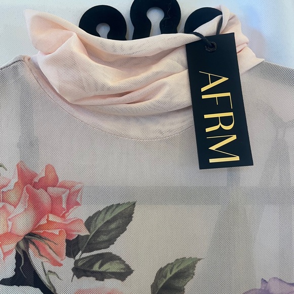 AFRM Shailene Floral Mesh Turtleneck Midi Dress Long Sleeve Size M NWT - Picture 4 of 16